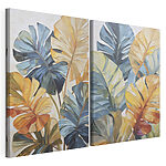 Impression sur toile modulaire Des feuilles colorées aux motifs éclatants