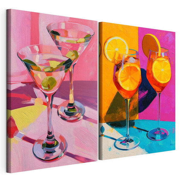 Impression sur toile modulaire Impression sur toile modulaire Peinture représentant deux verres à martini (UGS : m30627)