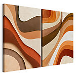 Impression sur toile modulaire Vagues abstraites dans des tons chauds