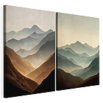Impression sur toile modulaire Comparaison entre des montagnes et le brouillard