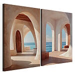 Impression sur toile modulaire Pièce avec une porte et un banc