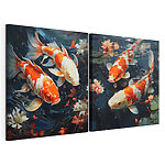 Impression sur toile modulaire Collage représentant deux poissons nageant dans l'eau