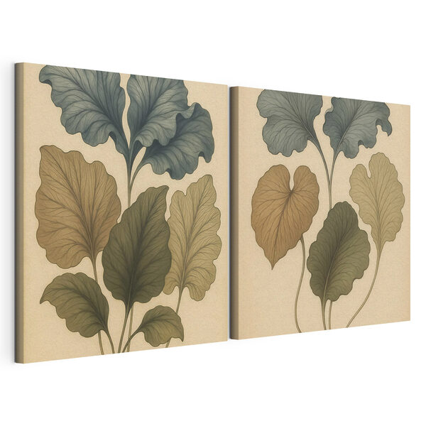Impression sur toile modulaire Les motifs complexes des feuilles de la nature mis en valeur