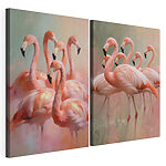 Impression sur toile modulaire Groupe de flamants roses rassemblés