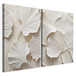 Impression sur toile modulaire Des feuilles délicates aux teintes douces