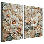 Impression sur toile modulaire Collage de fleurs et de feuilles