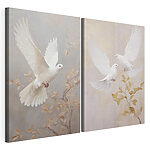 Impression sur toile modulaire Collage représentant deux oiseaux blancs
