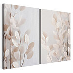 Impression sur toile modulaire Des feuilles délicates aux teintes douces