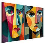 Impression sur toile modulaire Deux visages de couleurs différentes
