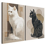 Impression sur toile modulaire Un chat blanc et un chat noir