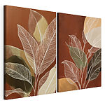 Impression sur toile modulaire Peinture représentant des feuilles et des cercles