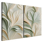 Impression sur toile modulaire Collage représentant un motif floral blanc et vert