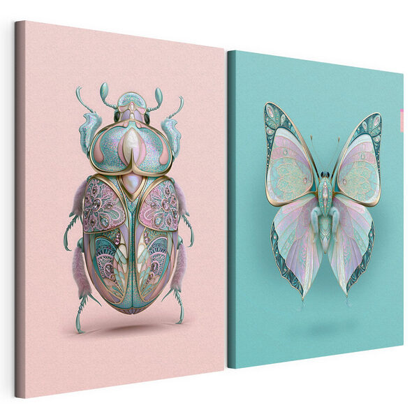Impression sur toile modulaire Exposition artistique d'insectes et de papillons