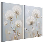 Impression sur toile modulaire Peinture représentant des fleurs sur fond bleu