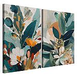 Impression sur toile modulaire Peinture représentant des fleurs et des feuilles
