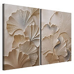 Impression sur toile modulaire Feuilles de ginkgo délicates aux tons doux