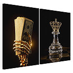Impression sur toile modulaire L'argent et le pouvoir en parfaite harmonie
