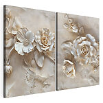 Impression sur toile modulaire Collage de fleurs sur une surface en marbre