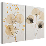 Impression sur toile modulaire Des feuilles délicates aux teintes douces