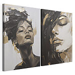 Impression sur toile modulaire Collage représentant le visage d'une femme et peinture représentant le visage d'une femme