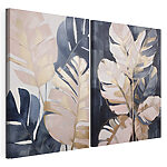 Impression sur toile modulaire Peinture représentant des feuilles sur un mur