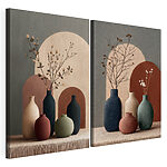 Impression sur toile modulaire Ensemble de vases contenant des fleurs