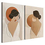 Impression sur toile modulaire Femme vêtue d'une robe blanche et d'une robe marron