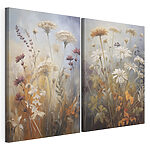 Impression sur toile modulaire Peinture représentant des fleurs et de l'herbe