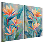 Impression sur toile modulaire Peinture représentant des fleurs et des feuilles