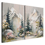 Impression sur toile modulaire Peinture représentant des montagnes et des arbres