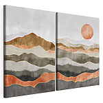 Impression sur toile modulaire Peinture représentant des collines et le soleil