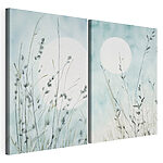 Impression sur toile modulaire Peinture représentant de l'herbe et le soleil