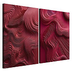 Impression sur toile modulaire Lignes ondulées rouges et roses