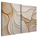 Impression sur toile modulaire Collage de formes ondulées blanches et marron