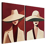 Impression sur toile modulaire Collage représentant une femme portant un chapeau