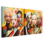 Impression sur toile modulaire Collage représentant des femmes aux couleurs variées