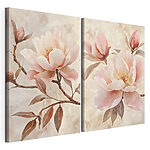 Impression sur toile modulaire Des fleurs délicates aux teintes pastel douces
