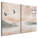 Impression sur toile modulaire Deux oiseaux volant au-dessus de l'eau