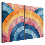 Impression sur toile modulaire Aquarelle colorée représentant des cercles