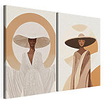 Impression sur toile modulaire Femme portant un chapeau et une robe de chambre