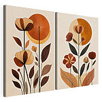 Impression sur toile modulaire Peinture représentant des fleurs et des feuilles