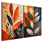 Impression sur toile modulaire Peinture représentant des feuilles et des branches