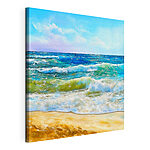 Tableaux Aquarelle de vagues s'écrasant sur une plage
